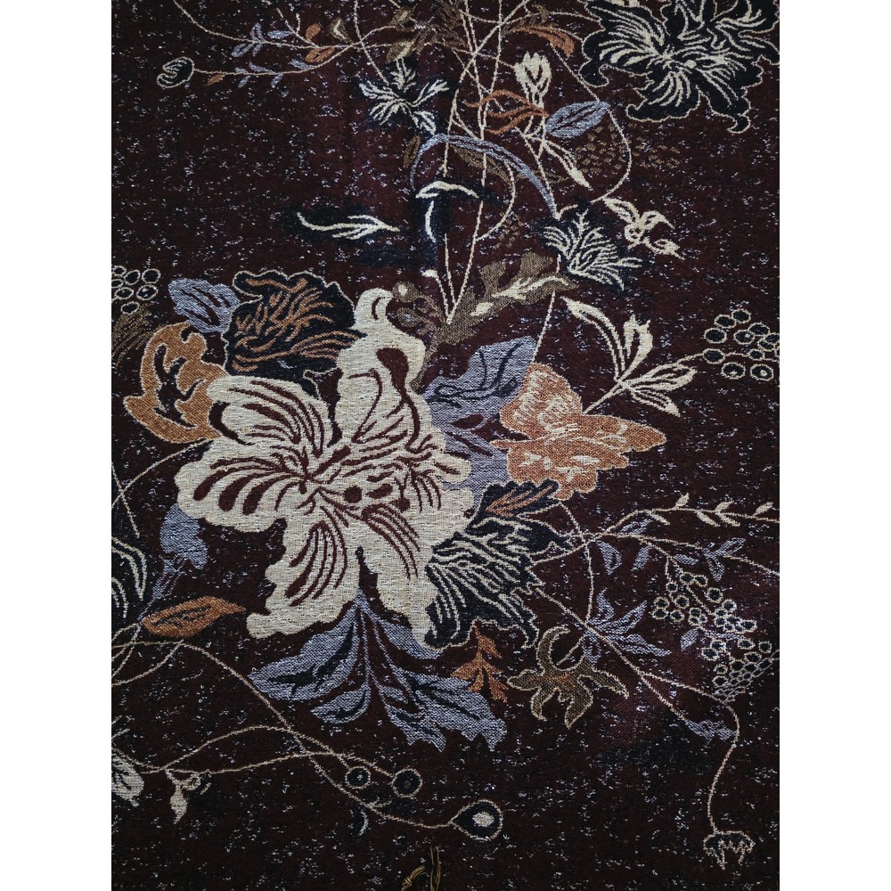 Pashmina 90%‎ Cashmere 10% Silk Long Floral Scarf Shawl Wrap Brown Gold Fringe - Picture 13 of 13